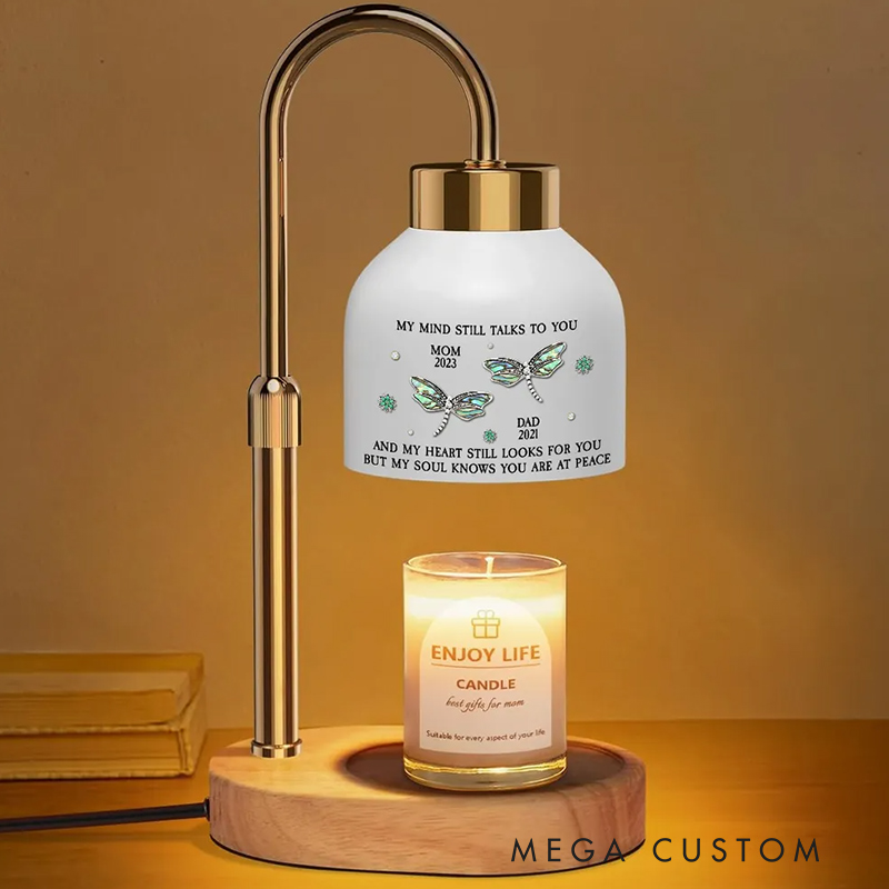 Personalized Candle Warmer Lamp Custom Memorial Gift Dragonfly My Mind My Heart My Soul Sympathy Gift