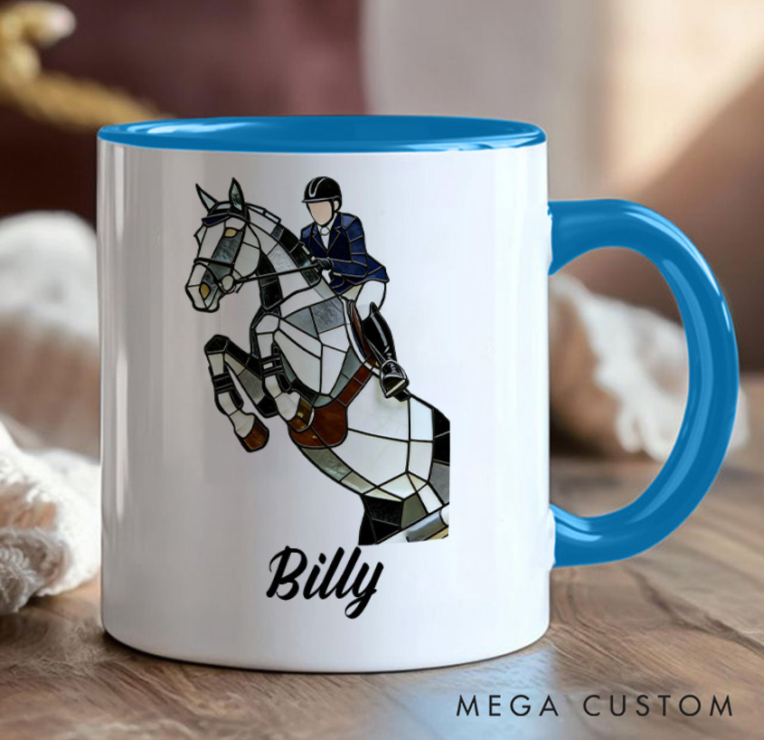 Personalized Photo Equestrian Mug Riding Horse Coffee Gift for Riding Lovers Equestrian Lovers
