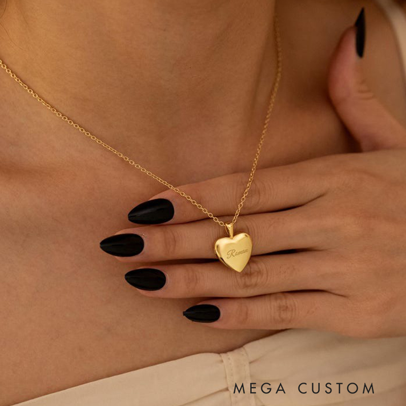 Personalized Heart Locket Necklace Love locket with Photo Tiny Gold Heart Locket Memorial Gift for Her Best Friend Jewelry 