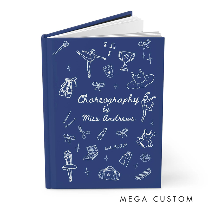 Personalized A5 Line Art Ballet Hardcover Journal Custom Ballerina Notebook Choreography Studio Dancer Gift Recital or Team Gift for Ballerinas
