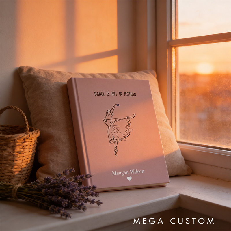 Personalized A5 Dance Is Art In Motion Hardcover Journal Custom Ballerina Notebook Choreography Studio Dancer Gift Recital or Team Gift for Ballerinas
