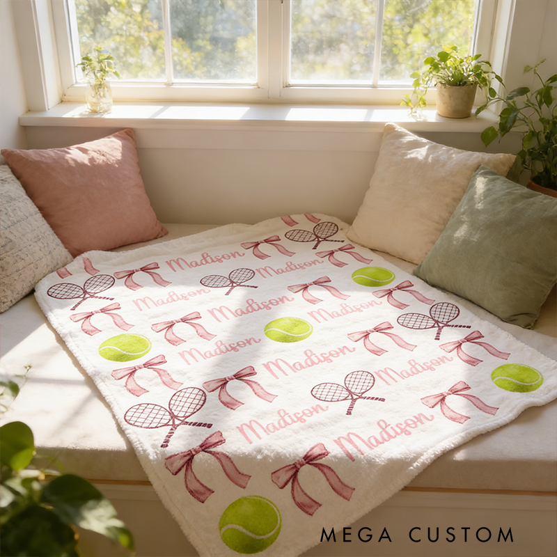 Personalized Tennis Blanket with Custom Name Design for Fans
