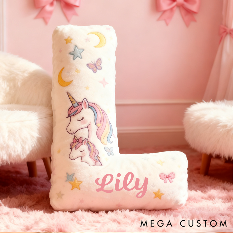 Personalized Graphic 3D 26 Letters Colorful Family Pillow Special Family Gift  with Custom Name Design