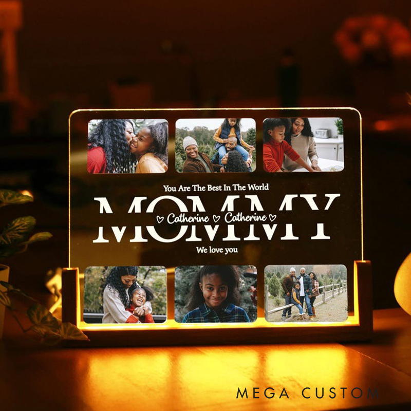 Personalized Photo Night Light Photo Collage LED Light Custom Photo Lamp Father Gift from Kids