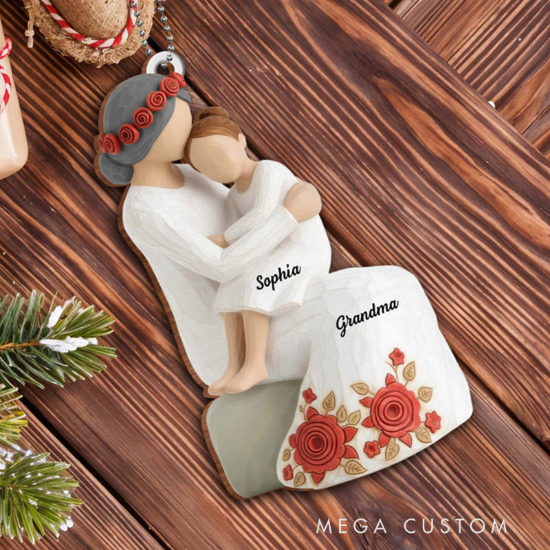 Personalized Wood Ornament A Beautiful Bond Between Generations with Flowers Gift for Granddaughters and Grandmas