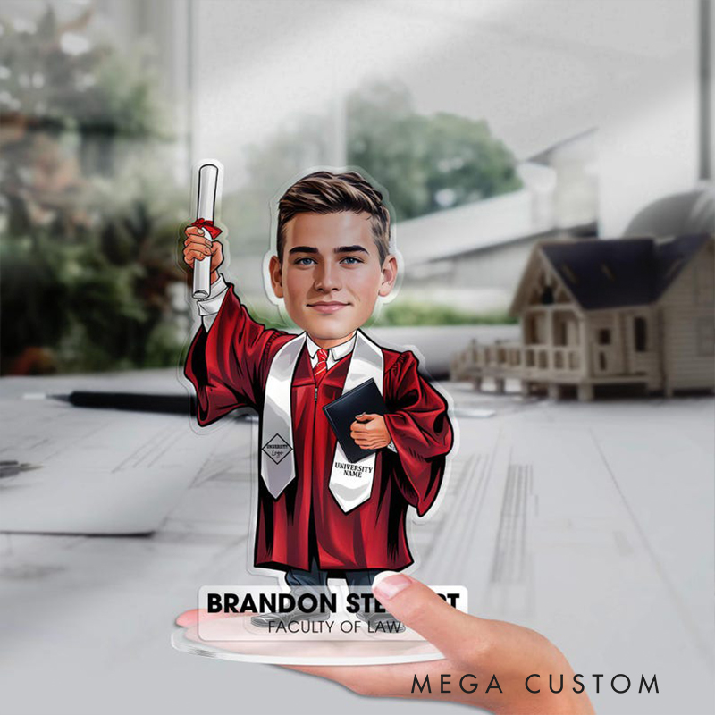 Personalized Graduation Gifts Custom Acrylic Figurine Caricature Desk Name Plate Keepsake for Graduates