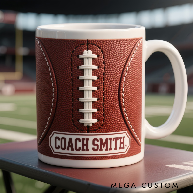 Personalized American Football Mug with Custom Name for Fans and Enthusiasts