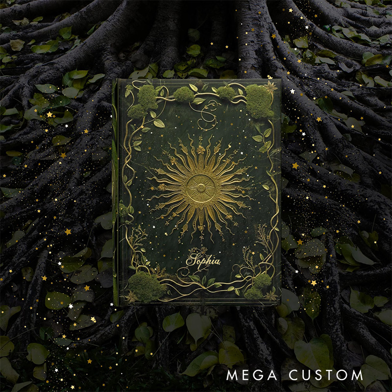 Personalized Sunroot & Moss Spellbook Hardcover Journal Forest Witch Notebook Magic Lover Gift Goblincore