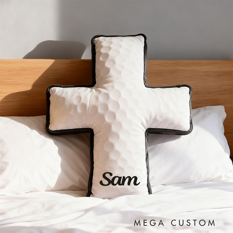 Personalized Golf Ball Cross Pillow with Custom Home Decor Graphic 3D Print Pillow Christian Sports Gift Religious Gift for Golf Lover