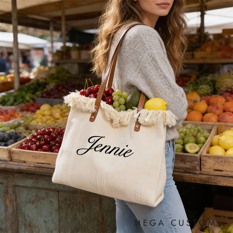 Personalized Canvas Tote Bag with Name Custom Name Bag Canvas Tote Bag Gift for Her Gift for Mother Wife