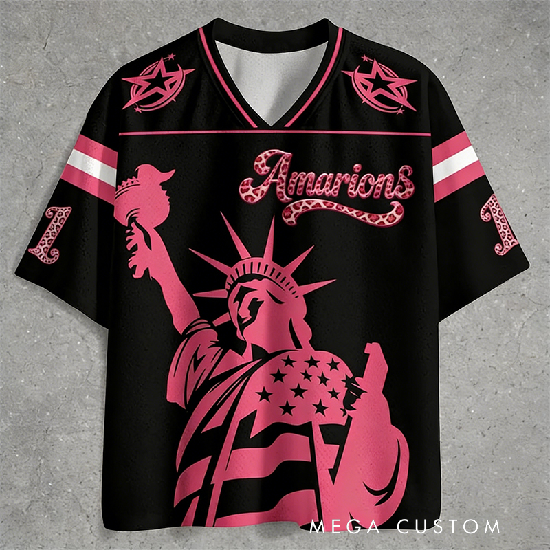 Personalized Sport-Themed Statue of Liberty Jersey with Custom Leopard Print Number for Sport Fans