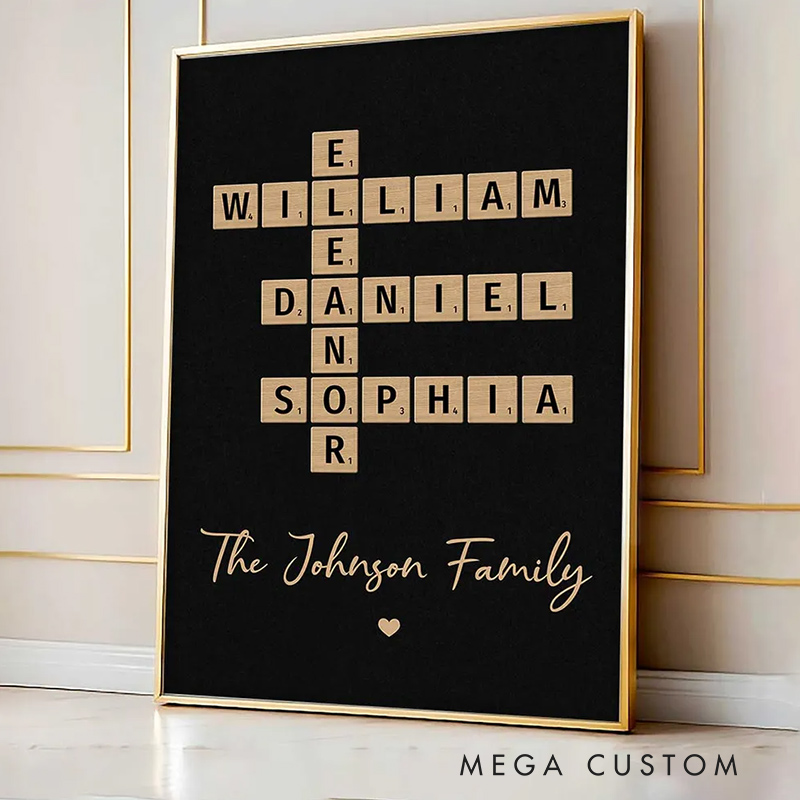Personalized Family Crossword Art Poster Created In A Moment Treasured Forever Family Gift