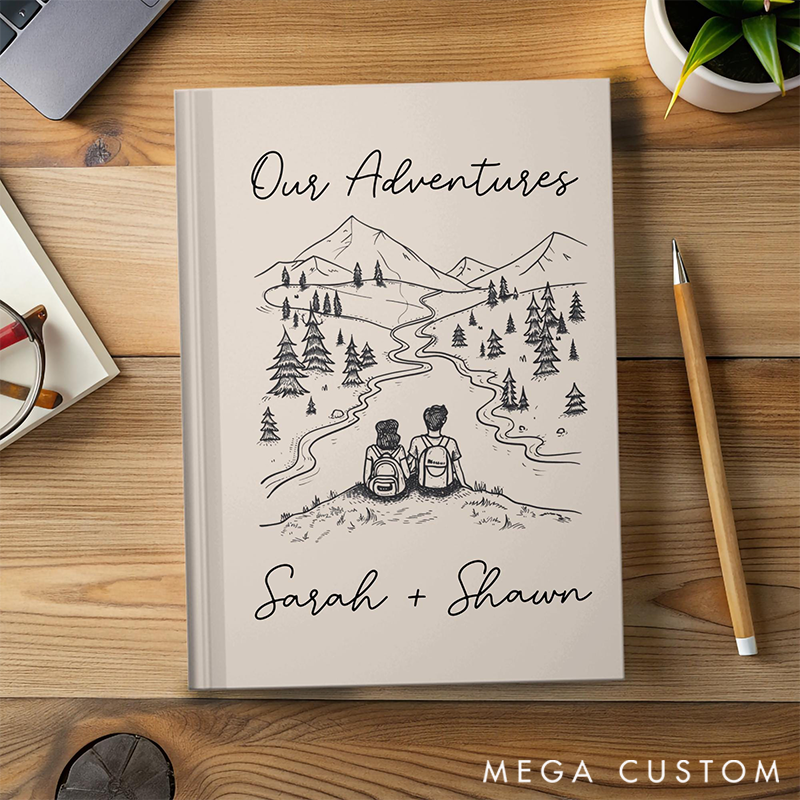 Our Adventures Journal Personalized A5 Travel Notebook for Couples Adventure Log Book Hiking Memory Journal Anniversary Valentines Gift for Him or Her