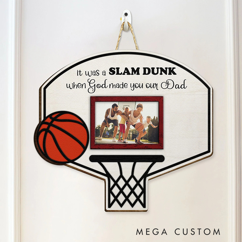 Personalized Basketball Hoop Photo Frame Wall Hanging  for Dad