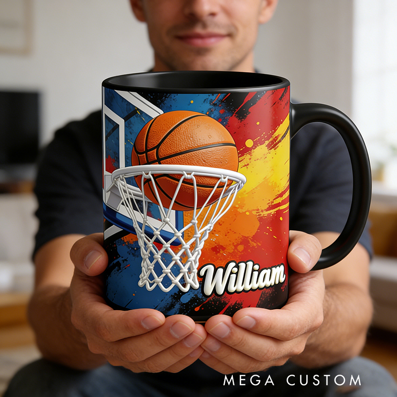 Personalized Basketball Slam Dunk Coffee Mug for Basketball Enthusiasts