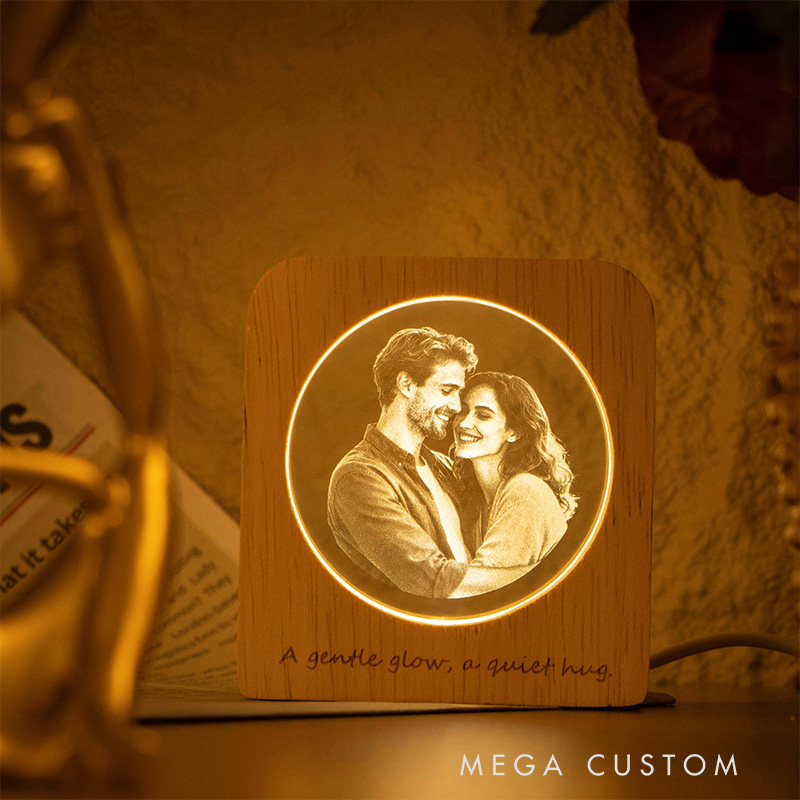 Personalized 3D Crystal Photo Portrait LED Engraved Crystal Photo Night Light Crystal Photo Cabin LED Family Photo Gift Couple Gift Valentine's Day Gift 