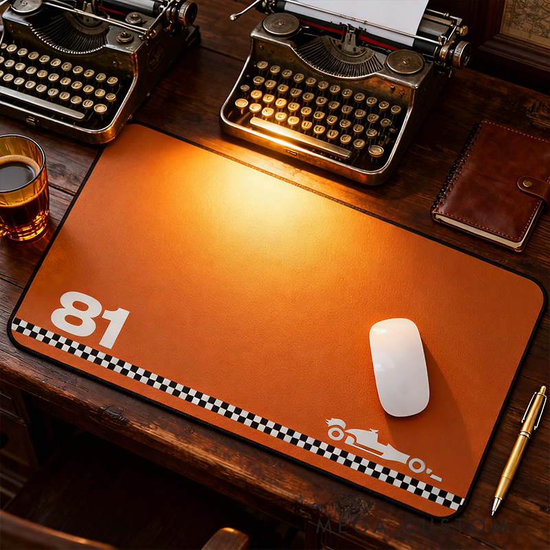 Personalized Racing Gifts Custom Name or Number Mouse Pad with Checkerboard Car Design Desk Mat for Racing Lovers