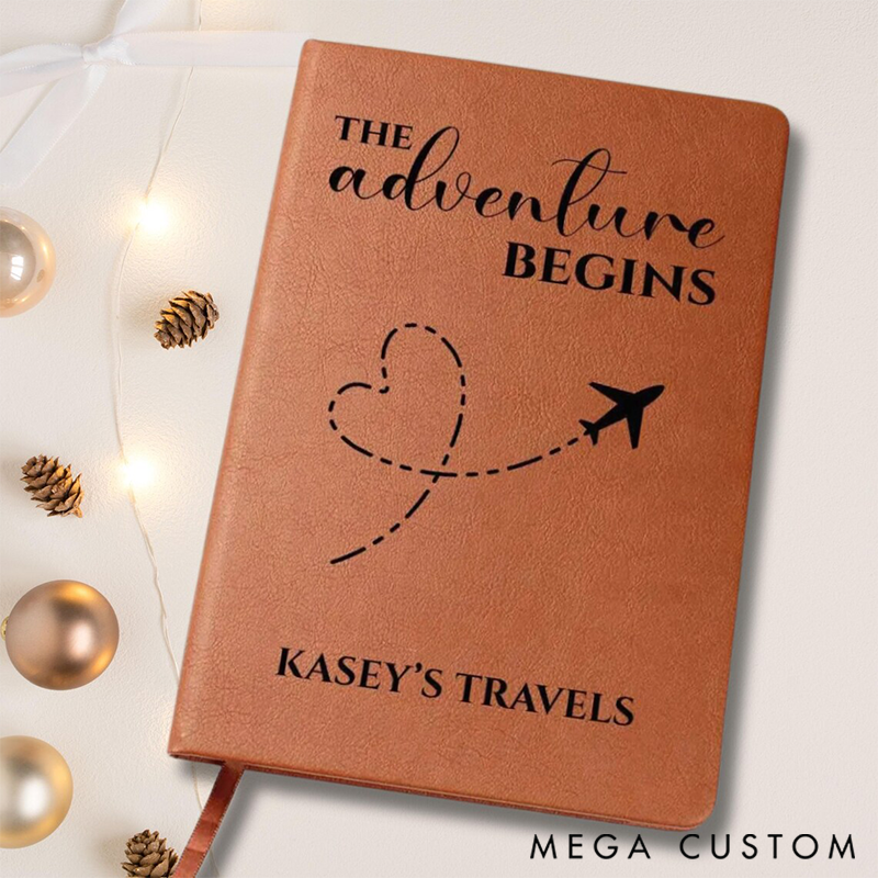  Personalized The Adventure Begins Travel Journal Custom Book World Travel Journal Travel Lover Gift for Couple Valentines Gift