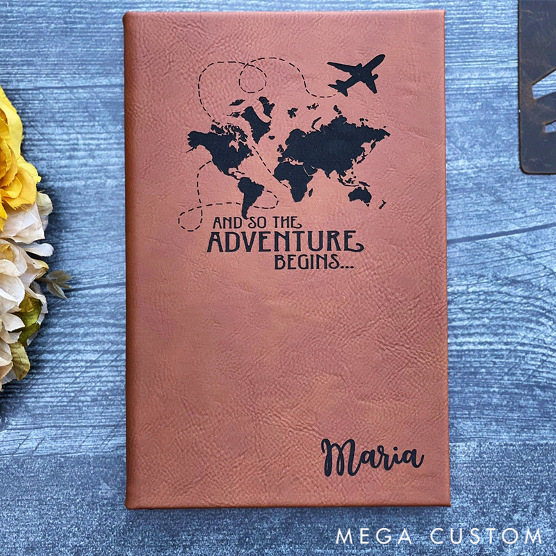 Personalized and so the Adventure Begins Custom Book World Travel Journal Travel Lover Gift for Couple Valentines Gift