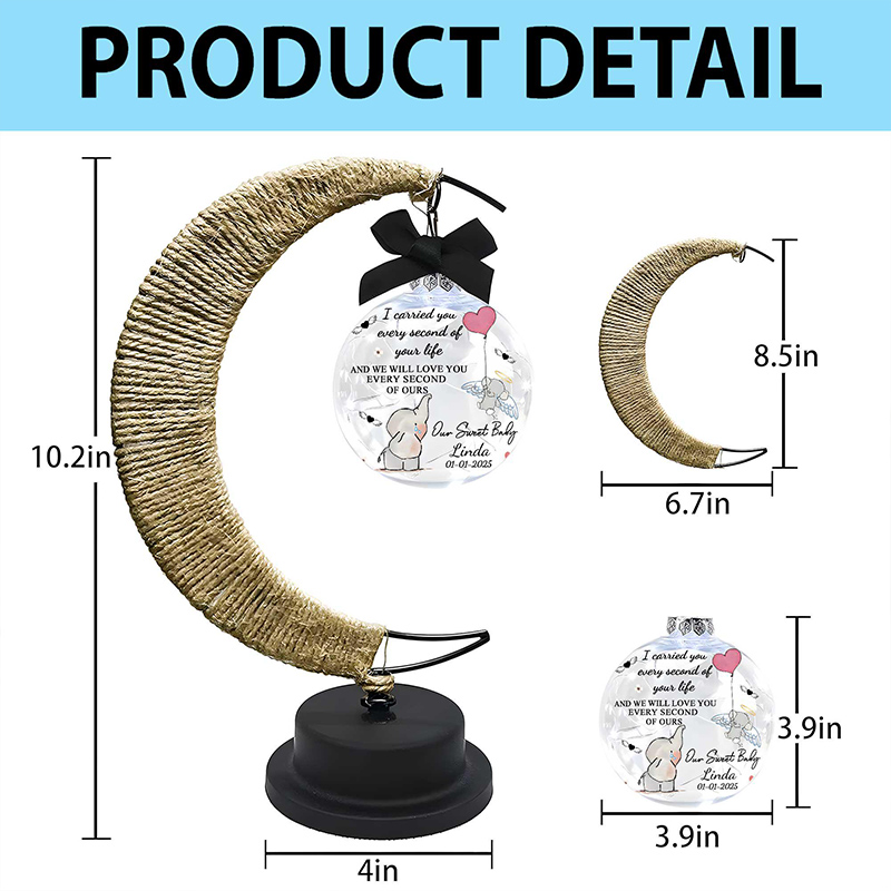 Personalized Baby Memorial Moon LED Lamp Loss Of Infant Child Moon Lamp Angel Baby Memorial Keepsake Miscarriage Gift, Sympathy Gift