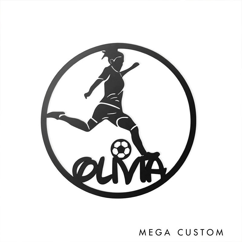 Personalized Soccer Wall Art Featuring Custom Name Design