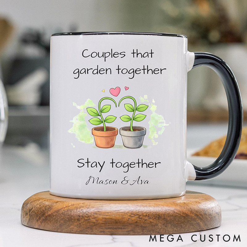Personalized Couples Who Love Gardening Mug Gift for Garden Lovers Valentines Gift