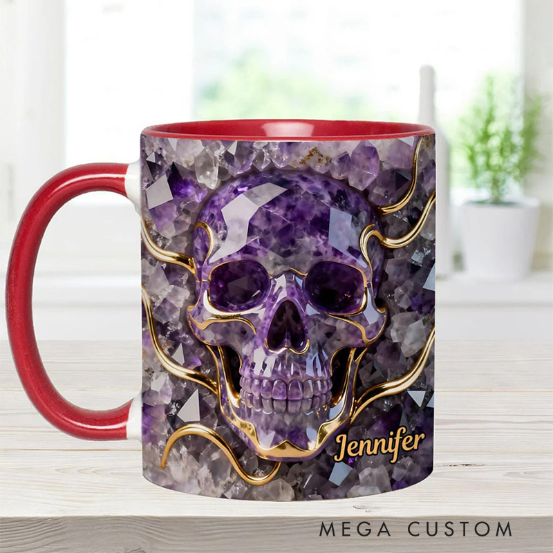 Personalized 2D Flat Magical Crystal Skull Mug Coffee Mug Magic Lover Mug Witchcore Gift Coffee Mug