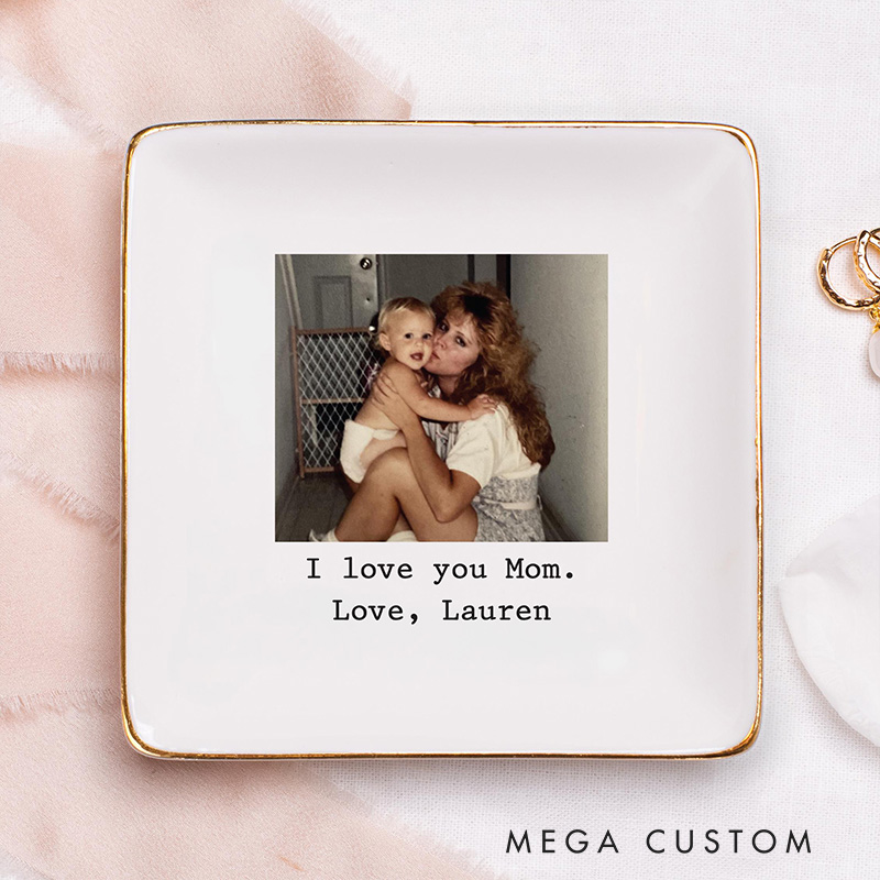 Personalized Photo Trinket Tray Photo Gifts for Mothers Day Gift Mom Ring Dish Jewelry Storage Gifts for Mom Photo Gift Photo Trinket Dish