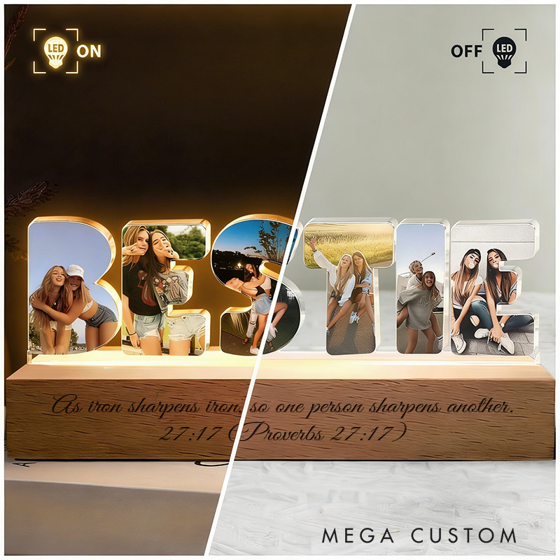 Personalized Couple Photo Fairh Jesus Bless Collage Night Light Custom LED Night Lamp from Your Own Picture Religious Gift Valentine's Day Gift