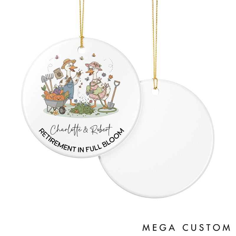 Personalized Retirement Ceramic Ornaments Retirement in Full Bloom Gift for Funny Gardening Lovers Keepsake