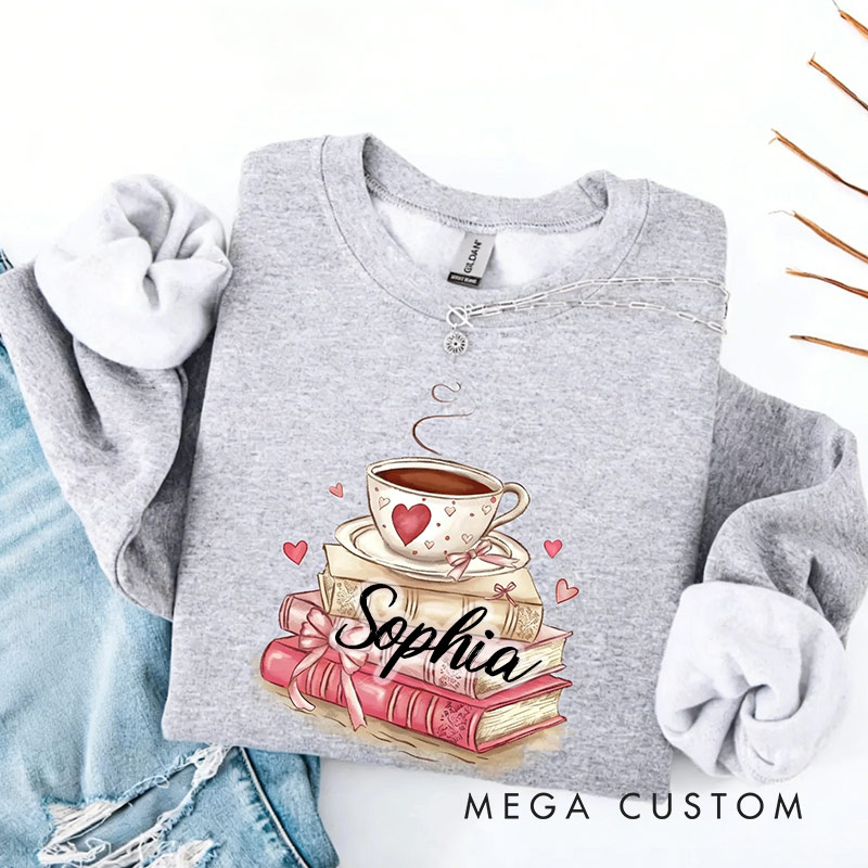 Personalized Book Lover Valentine Sweatshirt Coquette Valentine Bookish Sweatshirt for Reading Lovers
