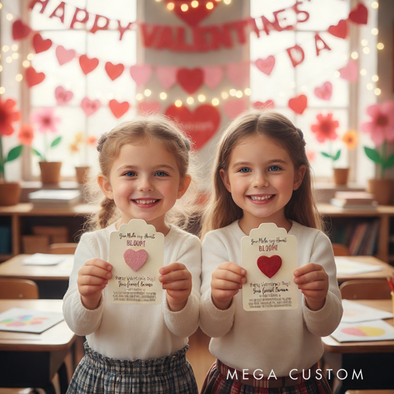 Personalized Valentine’s Seed Paper Card  Custom Name Eco-Friendly Thank You Gift with Heart Design