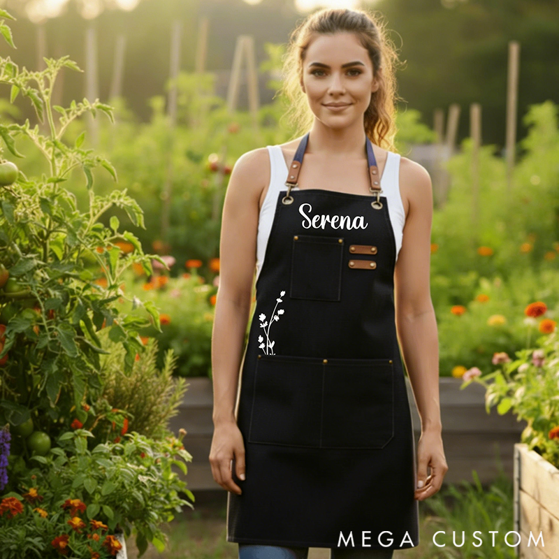 Personalized Canvas Gardening Apron with Name Green Planting Apron Gardening Apron with Pockets Outdoor Aprons Custom Gardener Gifts