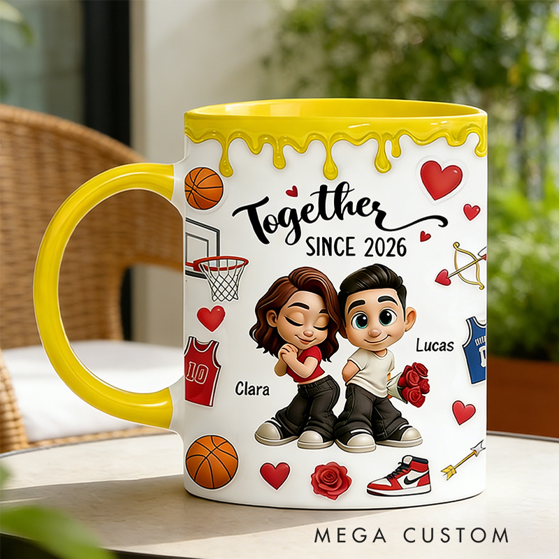 Personalized Couple’s Basketball Mug "Together Since" with Custom Names Design Gift for Anniversaries Valentine’s Day