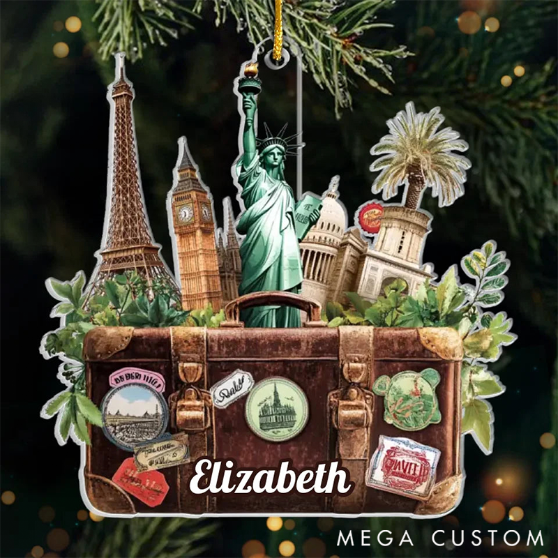 Personalized the World is Your Playground Travel Custom Ornament Acrylic Custom Shaped Gift for Travel Lovers