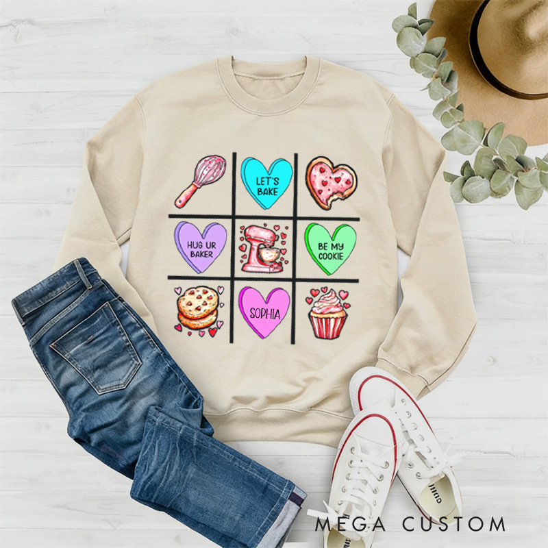Personalized XOXO Baking Sweatshirt with Name Let's Bake Sweatshirt Be My Cookie Shirt  Valentine's Day Gift for Women Baking Lover Her