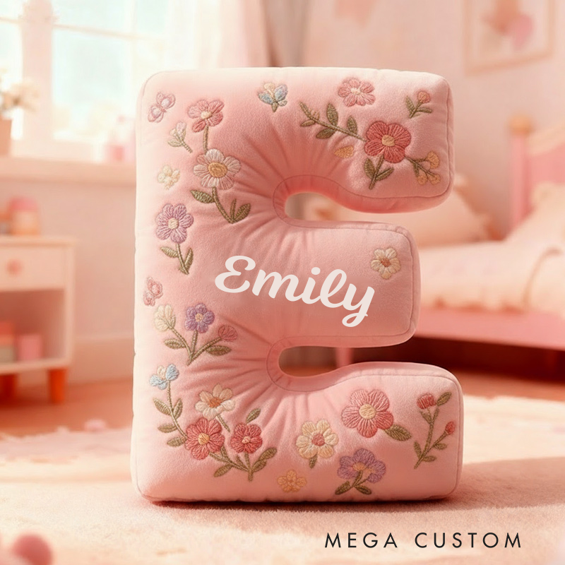 Personalized Letter Pillow Graphic 3D Print Cute Flower Custom Name Pillow Gift for Kids 