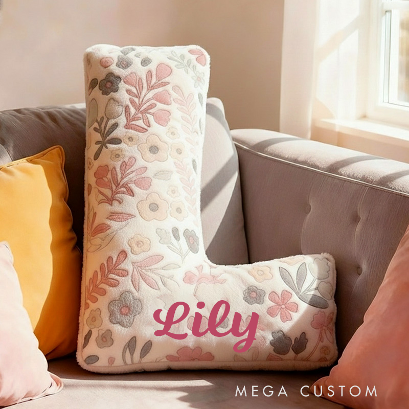 Personalized Floral Letter Pillow with Name Graphic 3D Print Custom Double Sided Pillow Gift for Kids Gardening Lovers Gift
