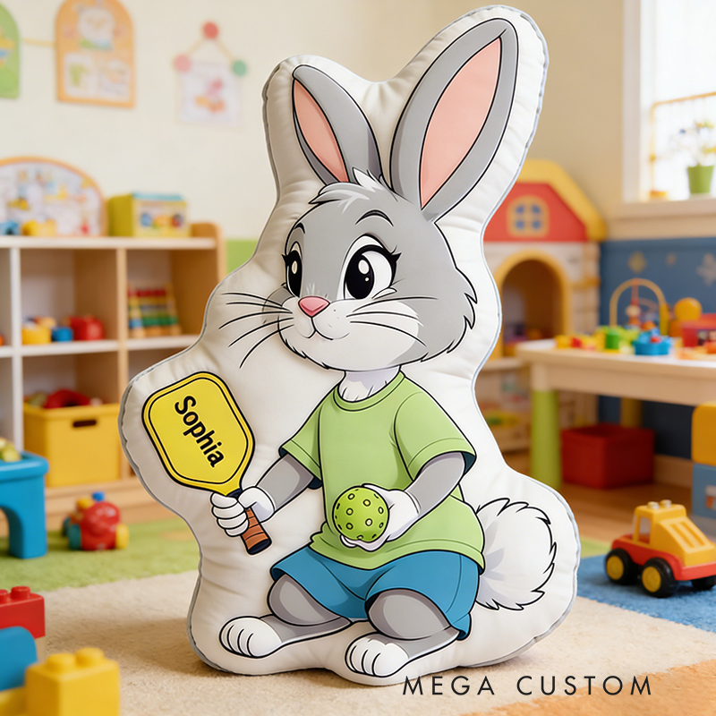 Personalized Easter Pickleball Bunny Pillow with Custom Name for Kids Easter Gifts 
