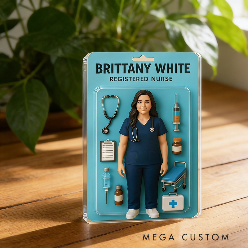Personalized Nurse Gifts Custom Name and Title Acrylic Plaque Nurse Figure Block Graduation or Appreciation Gift for RN or Medical Staff