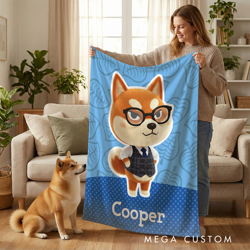 Personalized Cute Game Style Pet Blanket Flannel Blanket Gaming Blanket with Name for Game Lovers Gamer