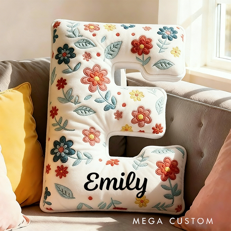 Personalized Floral Letter Pillow with Name Graphic 3D Print Custom Double Sided Pillow Gift for Kids Gardening Lovers Gift