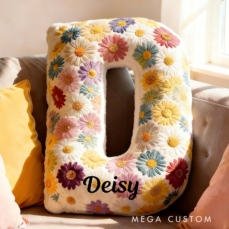 Personalized Cute Flower Letter Pillow Graphic 3D Print Butterfly Custom Name Pillow Gift for Kids 