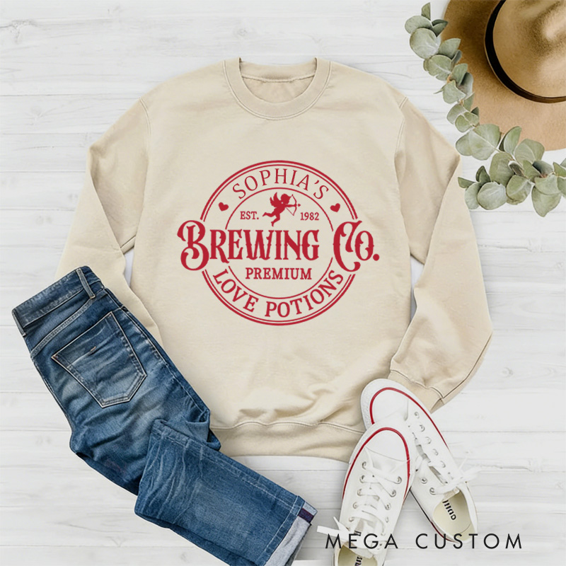 Personalized Brewing Co. Cupid's Love Options Sweatshirt with Name Xoxo Sweatshirt Valentine Baking Shirt Cozy Valentine's Day Gift for Women Baking Lover Her