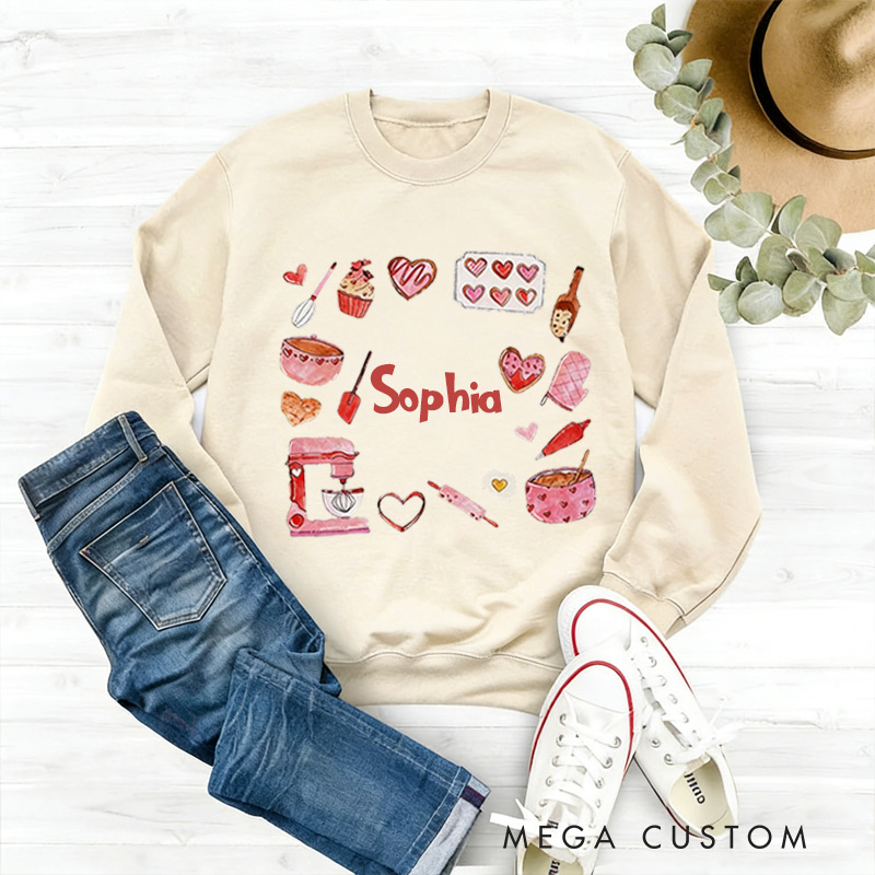Personalized Baker Valentine Sweatshirt Sweet Valentine Gift for Baking Lovers