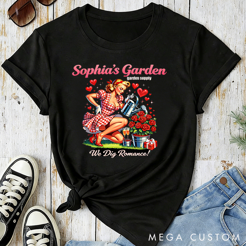 Personalized Funny Womens Valentines Day Classic T-shirts Flirty Hoe Garden Supply We Dig Romance Gardener Plant Lover Vday Gift