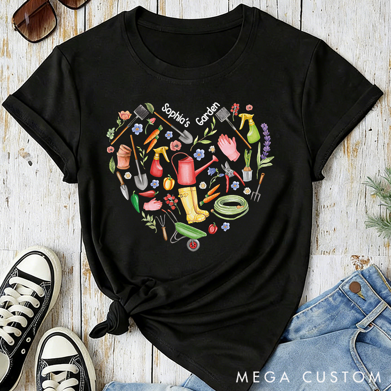 Personalized Gardener Heart Classic T-shirts Vintage Botanical Valentine's Day Crewneck Gift