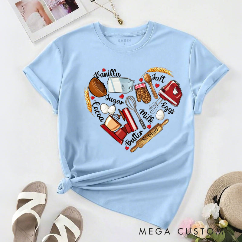 Personalized Bakery Heart Shirt Baking Lover Shirt Baking T-shirt Gift for Baking Lovers