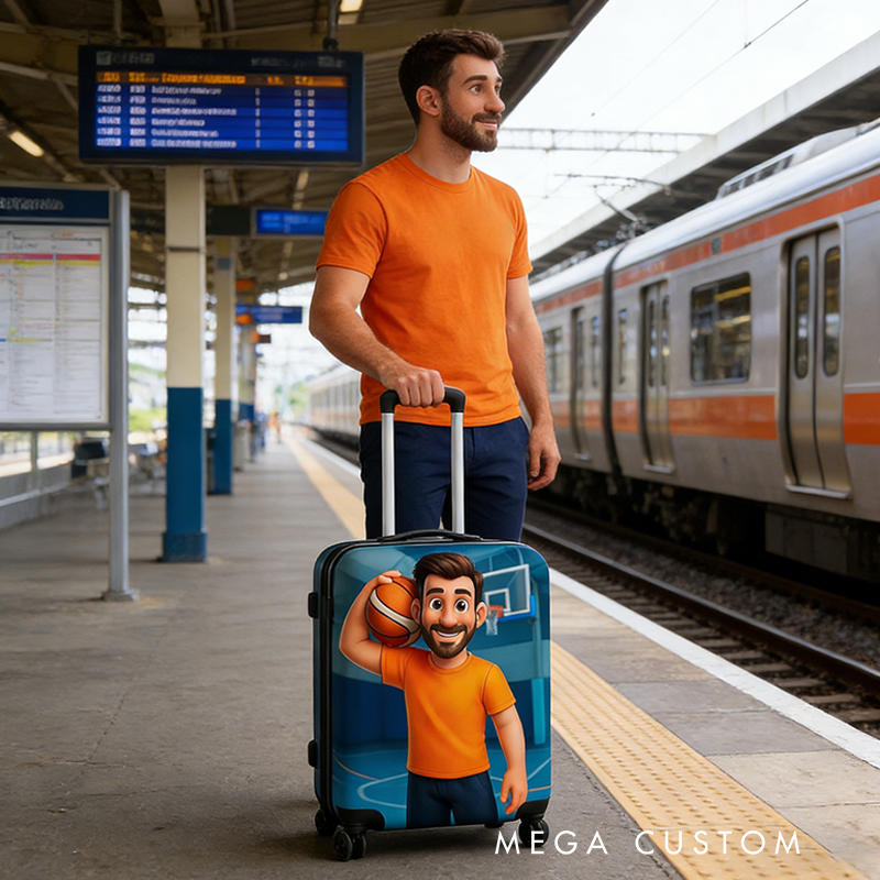 Personalized Pixar Basketball Luggage Cover with Custom Player Artwork for Basketball Fans 