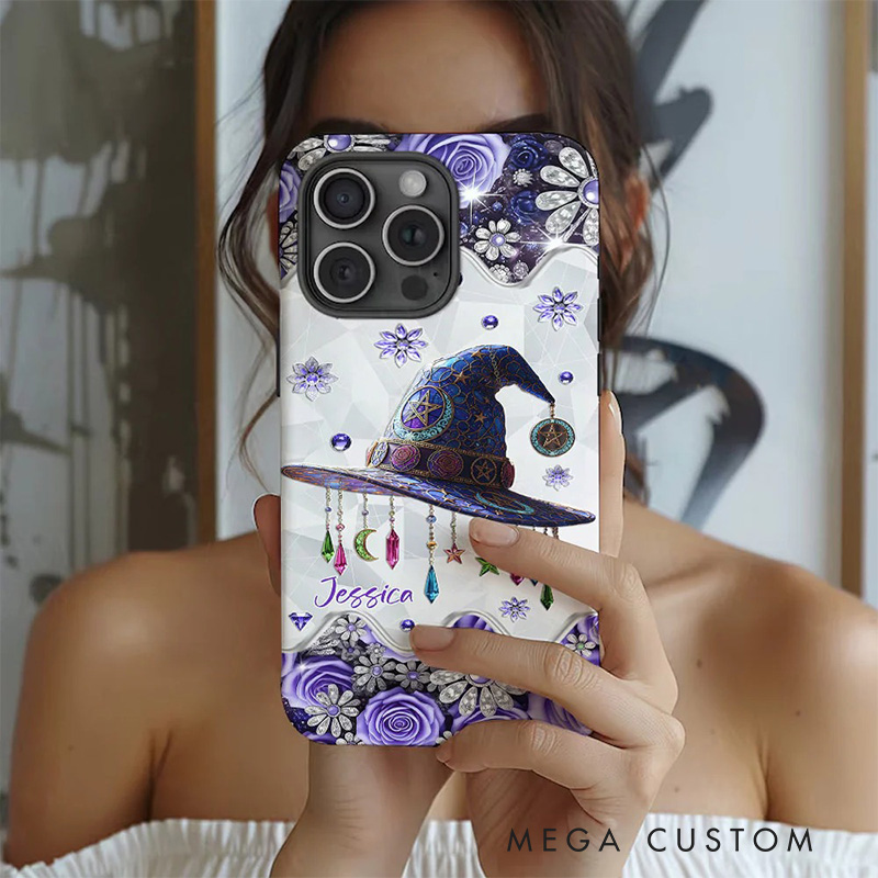 Personalized 2D Flat Gothic Witch Hat Phone Case Magic Lover iPhone Case Witchcore Gift